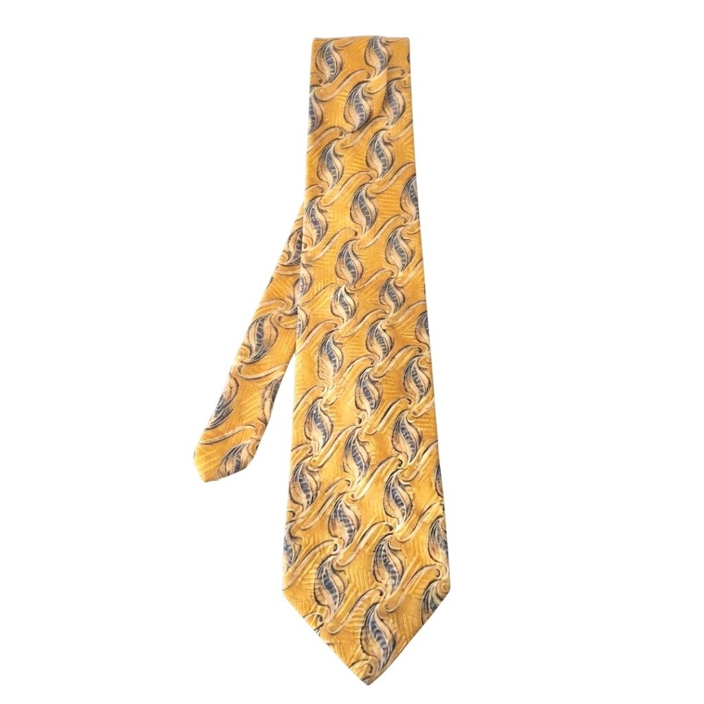 Robert Talbott Best of Class Silk Tie Gold Blue Paisley Jacquard USA 4"